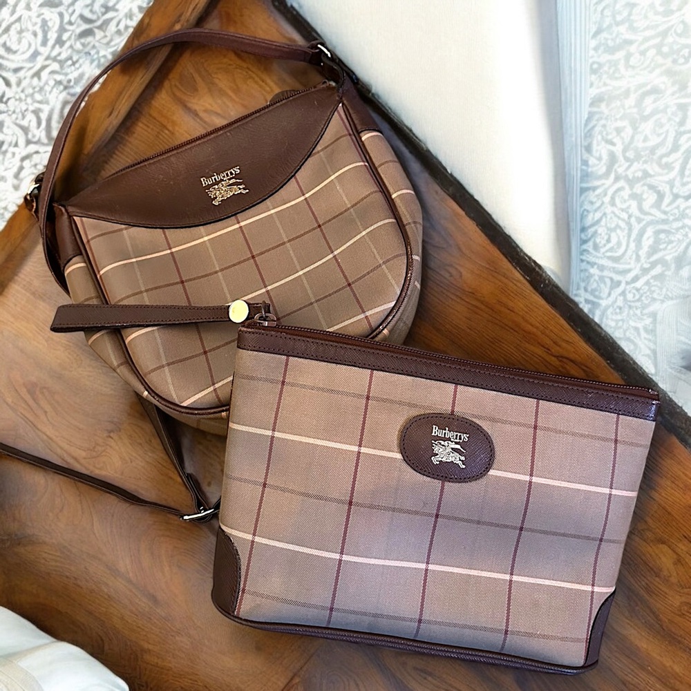 BURBERRY saddle bag/clutch zipper bag SET excellent condition Prorsum UK two